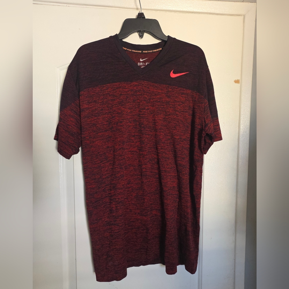 Nike Dri-FIT Knit V- Neck Men's Training XL Red Black Shirt Men's